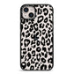 Black Leopard Print iPhone 14 Plus Black Impact Case on Silver phone