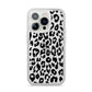 Black Leopard Print iPhone 14 Pro Clear Tough Case Silver