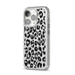 Black Leopard Print iPhone 14 Pro Glitter Tough Case Silver Angled Image