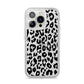 Black Leopard Print iPhone 14 Pro Glitter Tough Case Silver