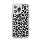 Black Leopard Print iPhone 14 Pro Max Clear Tough Case Silver