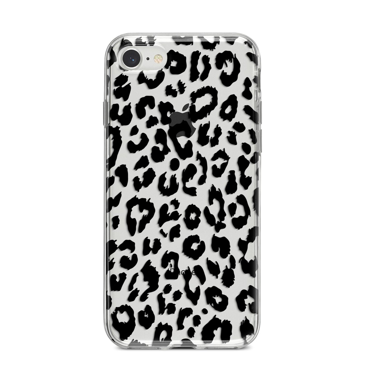 Black Leopard Print iPhone 8 Bumper Case on Silver iPhone