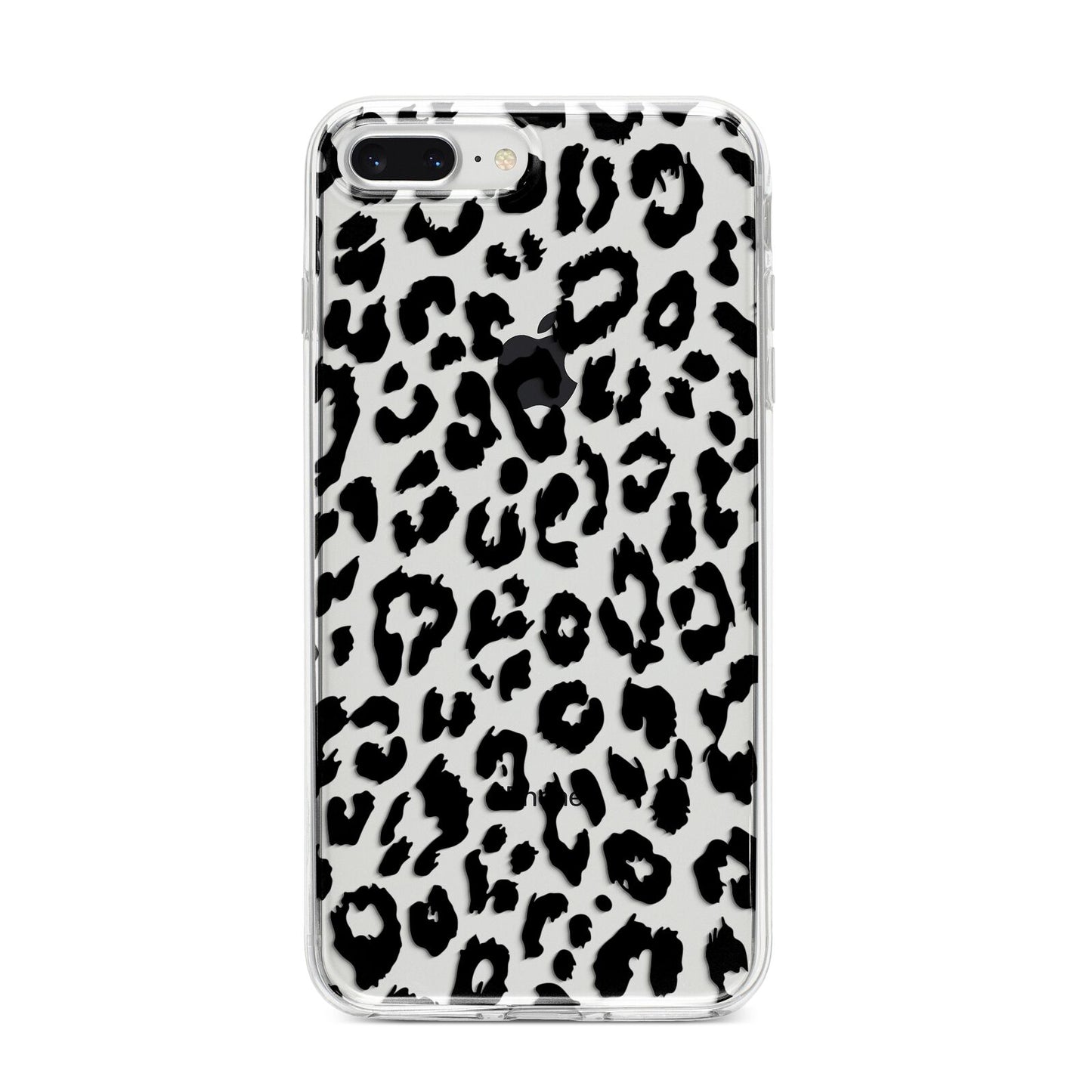 Black Leopard Print iPhone 8 Plus Bumper Case on Silver iPhone