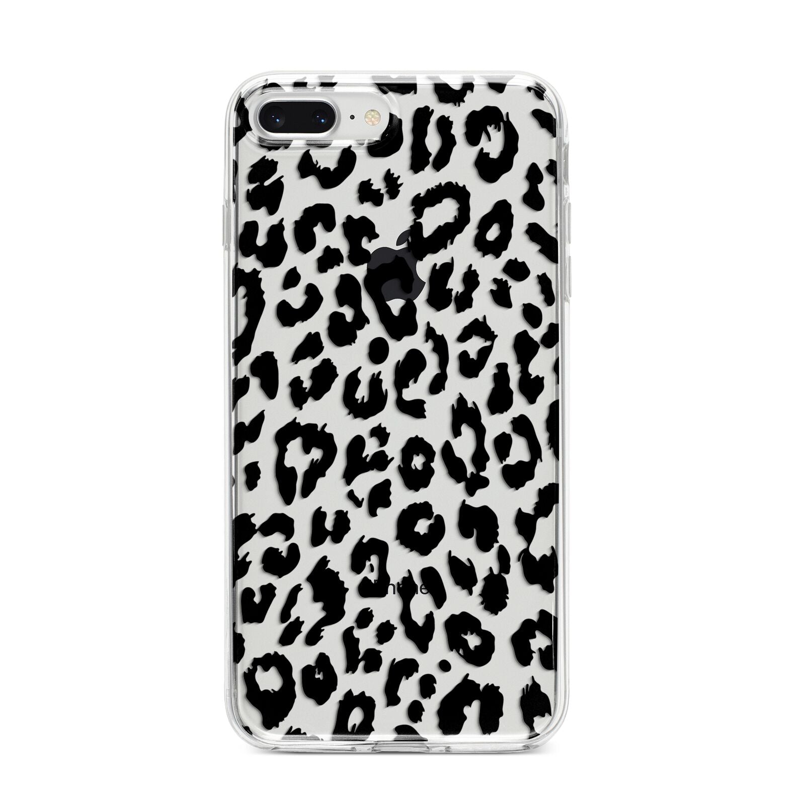 Black Leopard Print iPhone 8 Plus Bumper Case on Silver iPhone