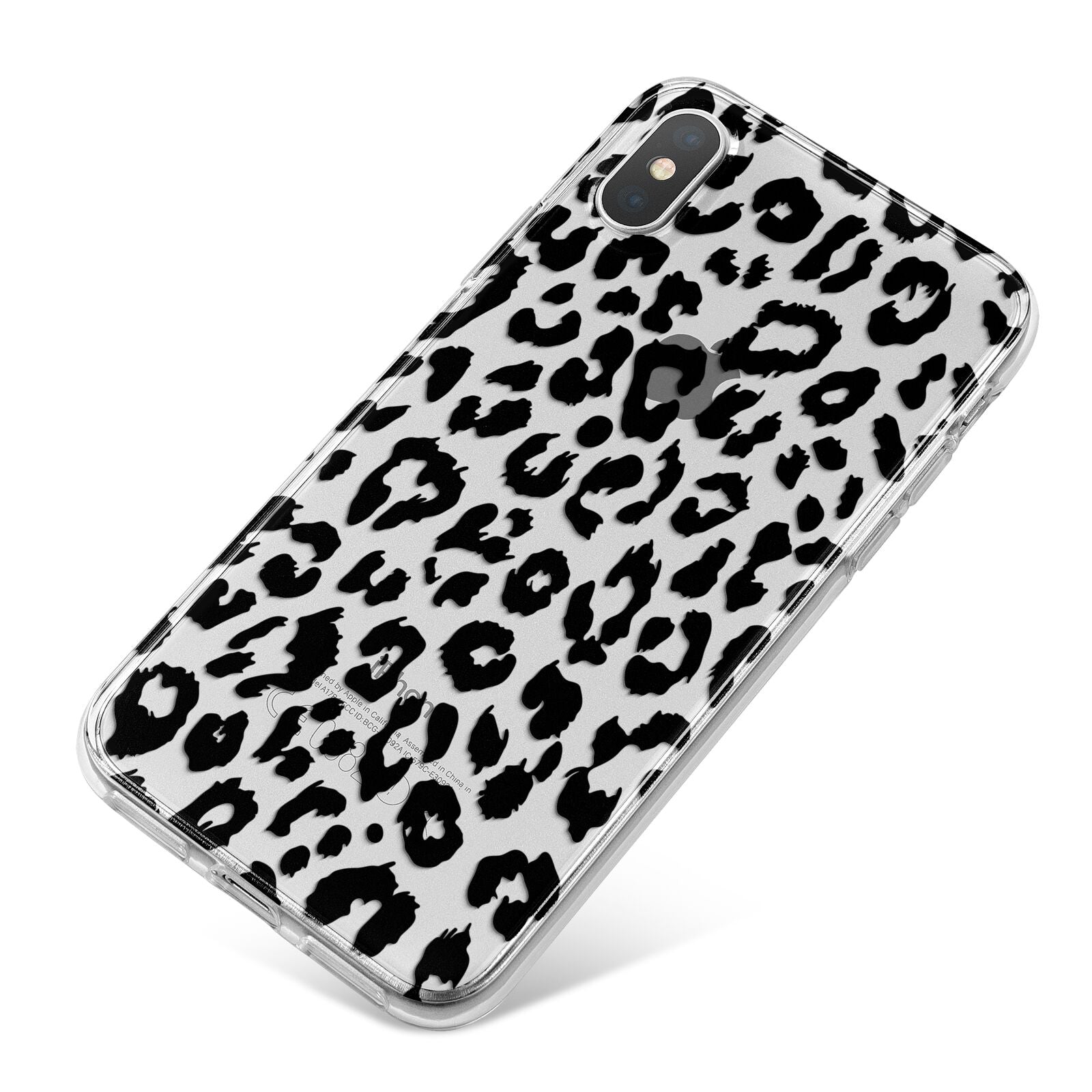 Black Leopard Print iPhone X Bumper Case on Silver iPhone