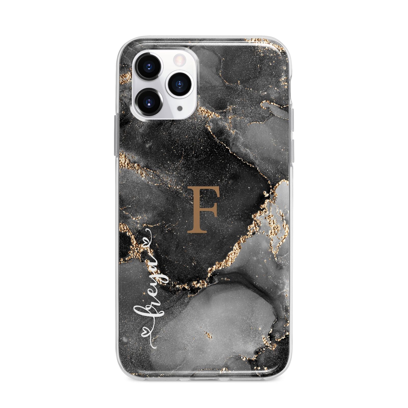 Black Marble Apple iPhone 11 Pro Max in Silver with Bumper Case