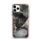 Black Marble Apple iPhone 11 Pro in Silver with Pink Impact Case