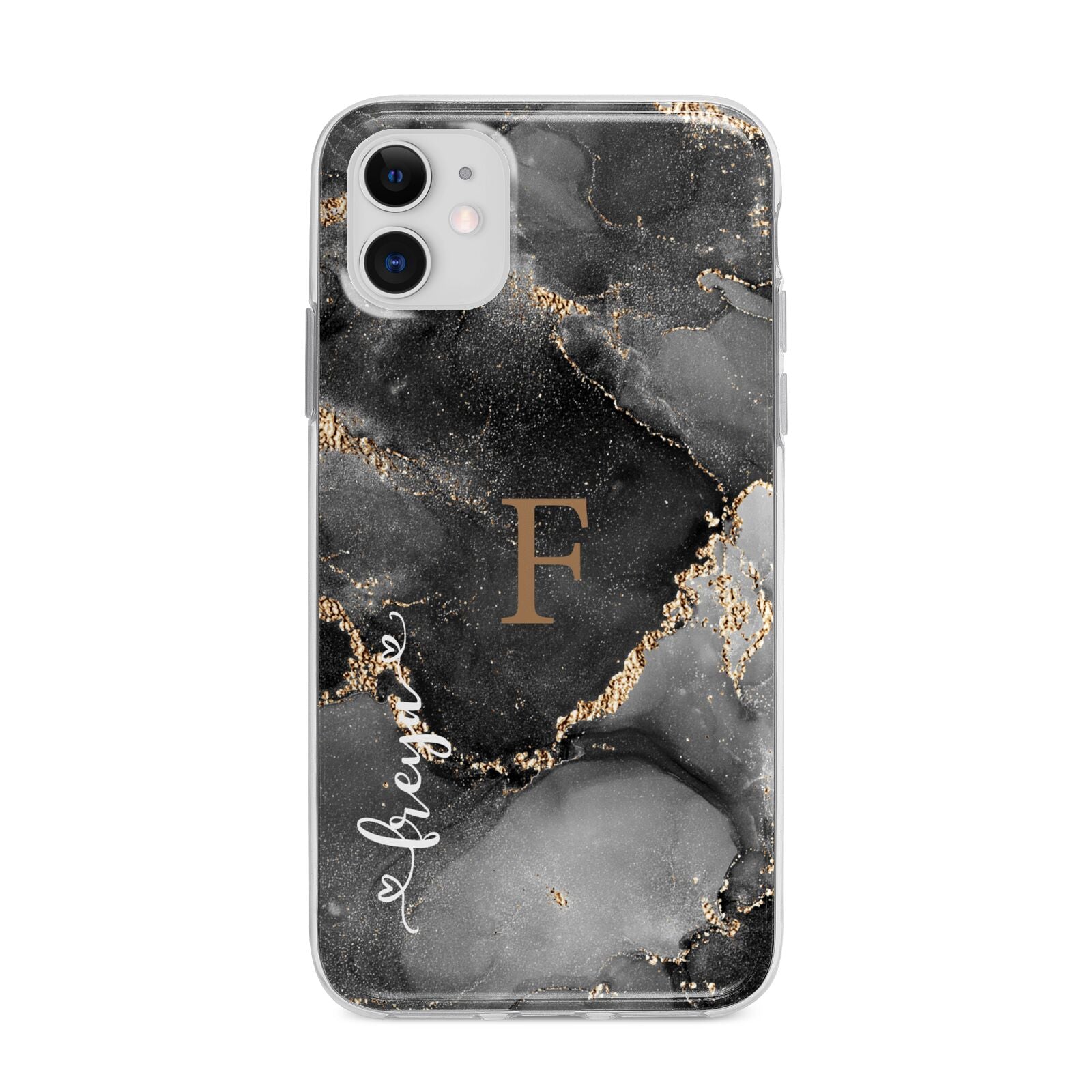 Black Marble Apple iPhone 11 in White with Bumper Case