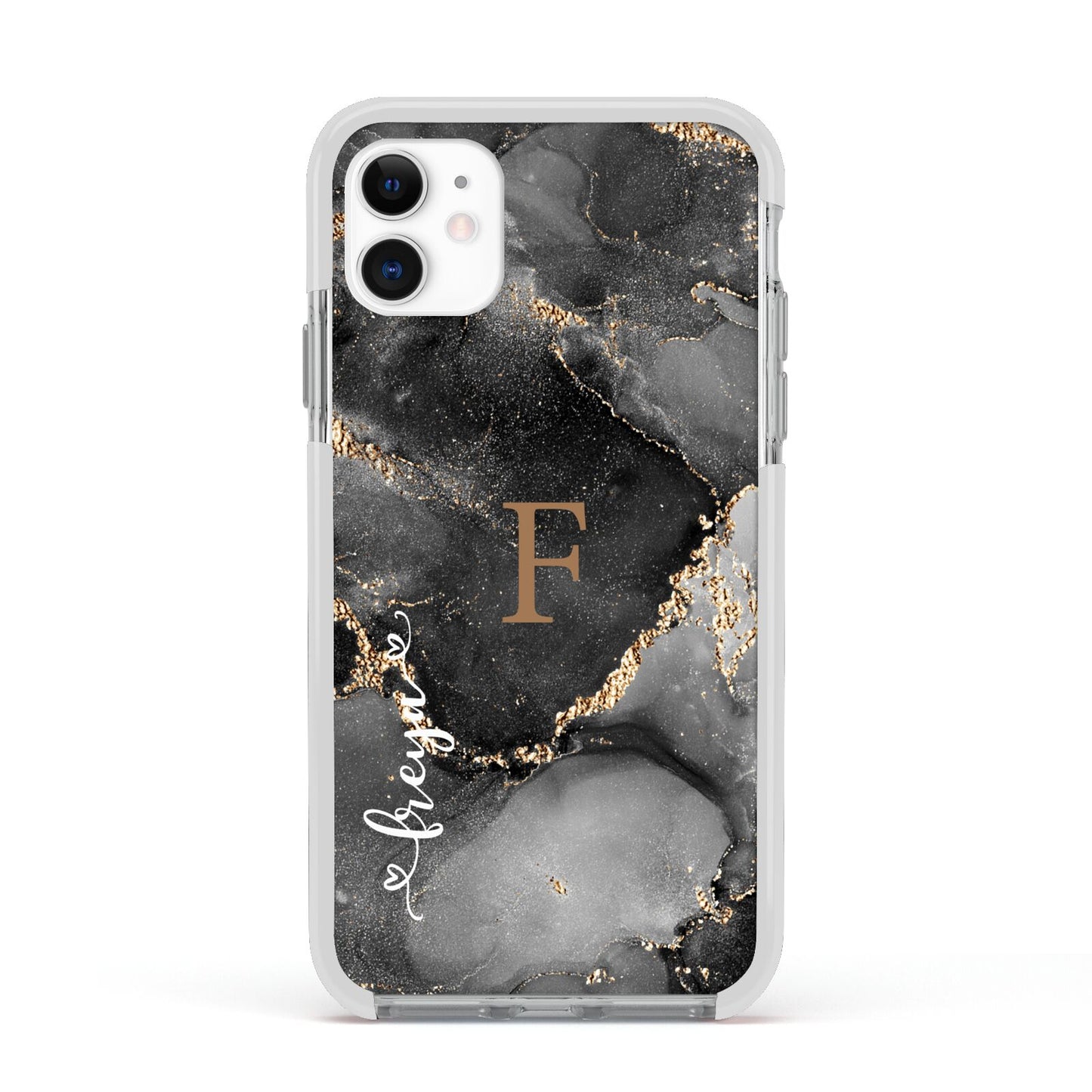 Black Marble Apple iPhone 11 in White with White Impact Case