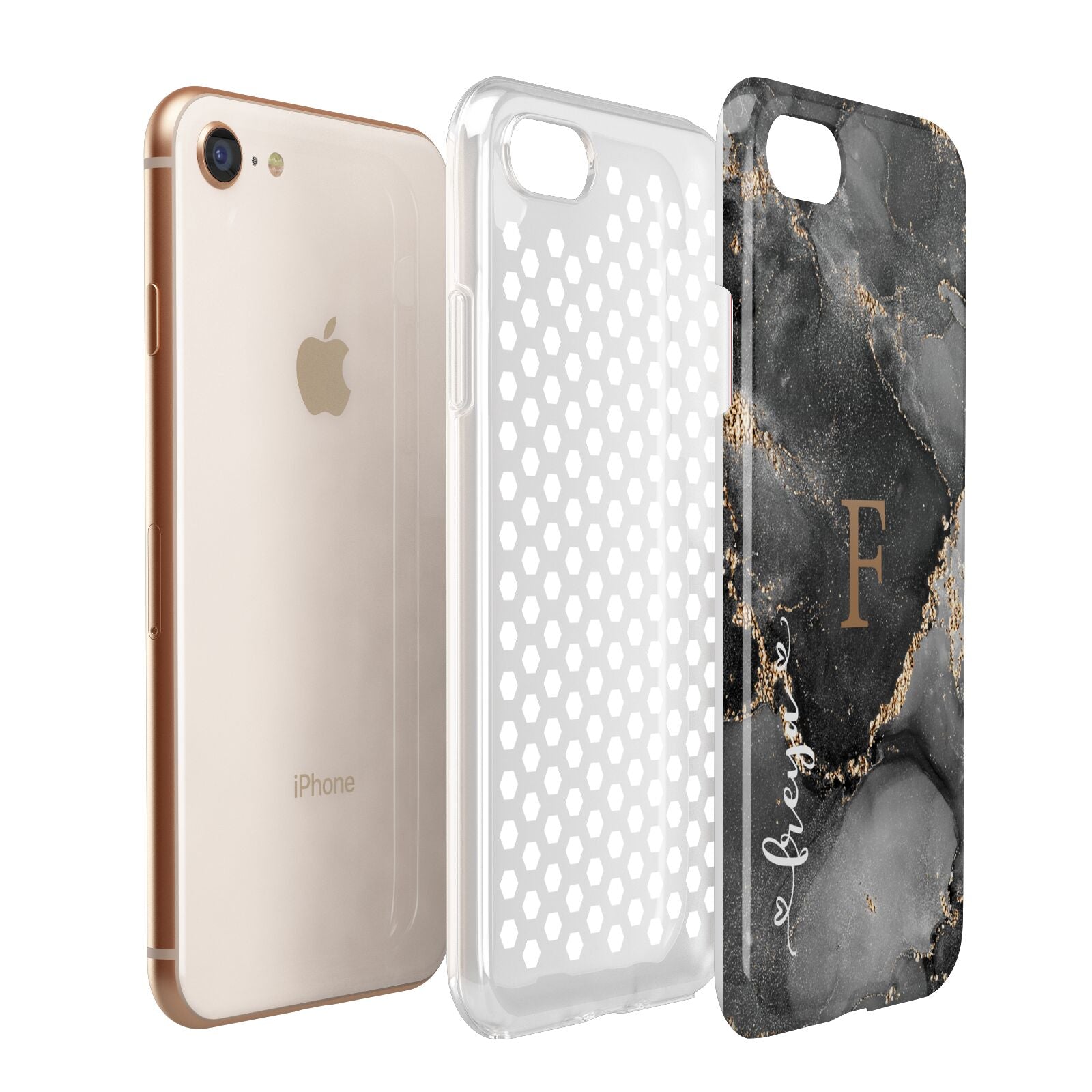 Black Marble Apple iPhone 7 8 3D Tough Case Expanded View