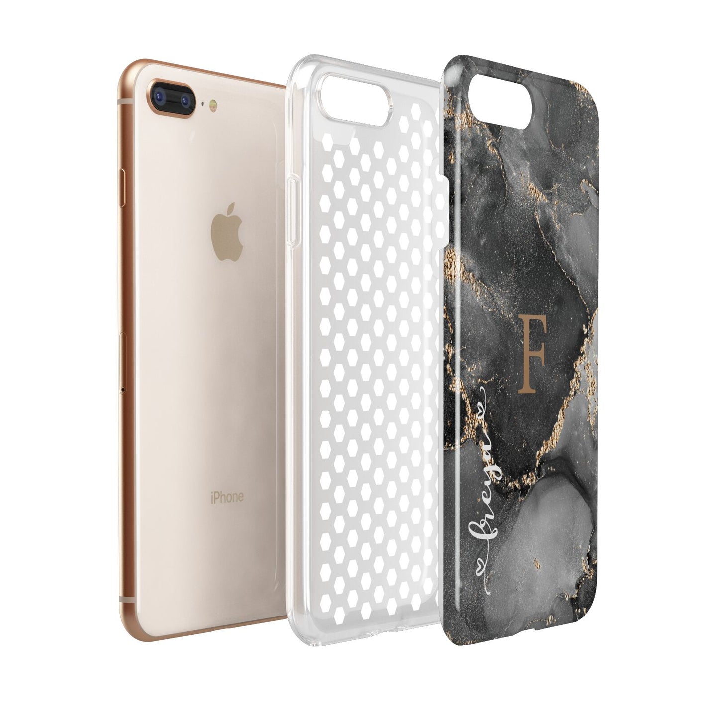 Black Marble Apple iPhone 7 8 Plus 3D Tough Case Expanded View