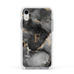 Black Marble Apple iPhone XR Impact Case White Edge on Silver Phone