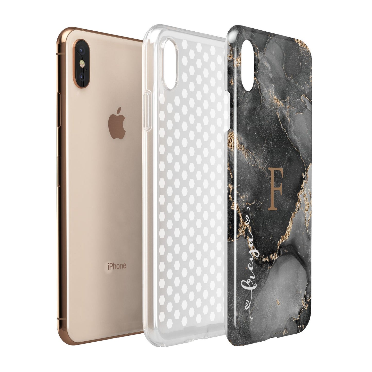 Black Marble Apple iPhone Xs Max 3D Tough Case Expanded View