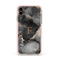 Black Marble Apple iPhone Xs Max Impact Case Pink Edge on Gold Phone