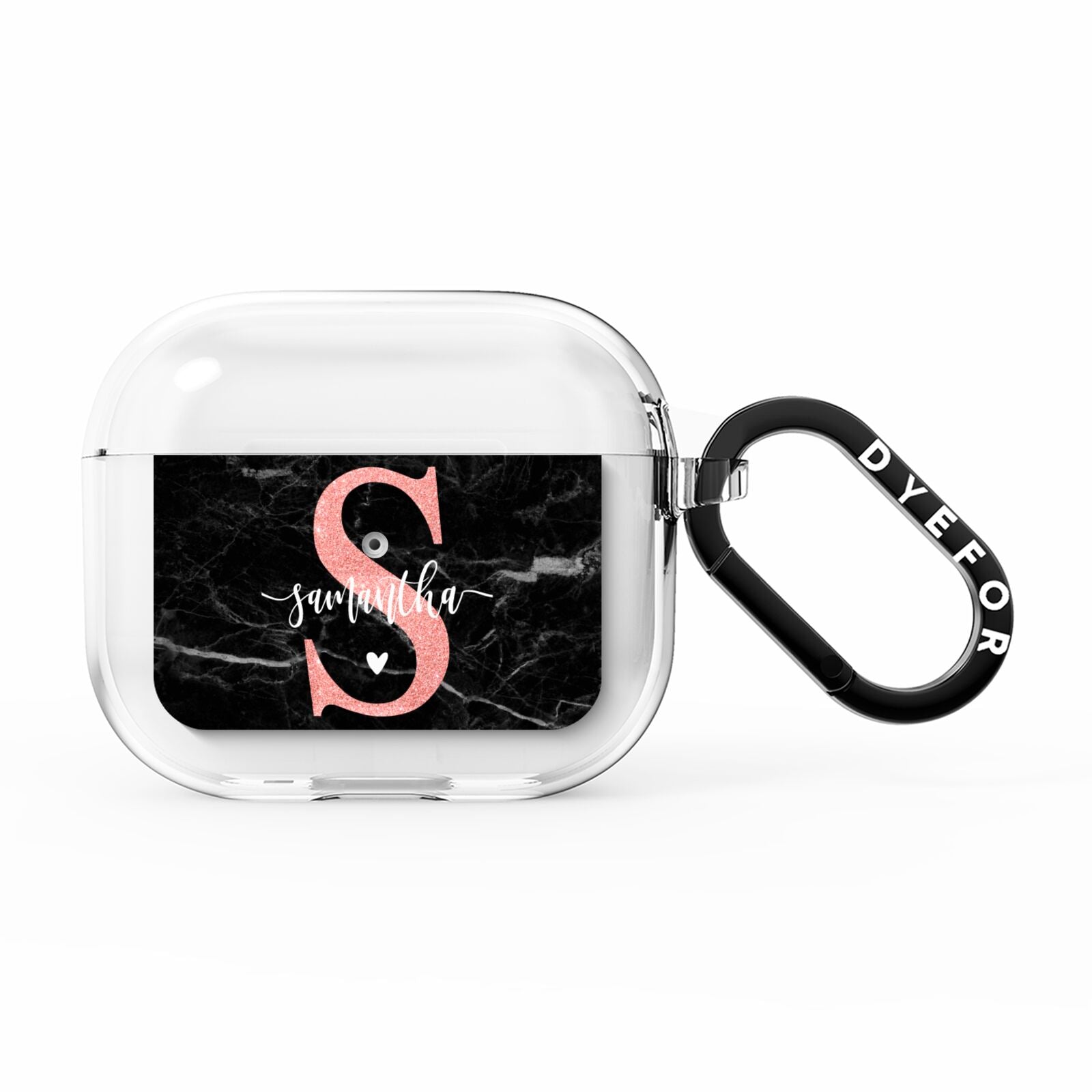 Black Marble Personalised Glitter Initial Name AirPods Clear Case 3rd Gen