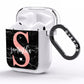 Black Marble Personalised Glitter Initial Name AirPods Clear Case Side Image