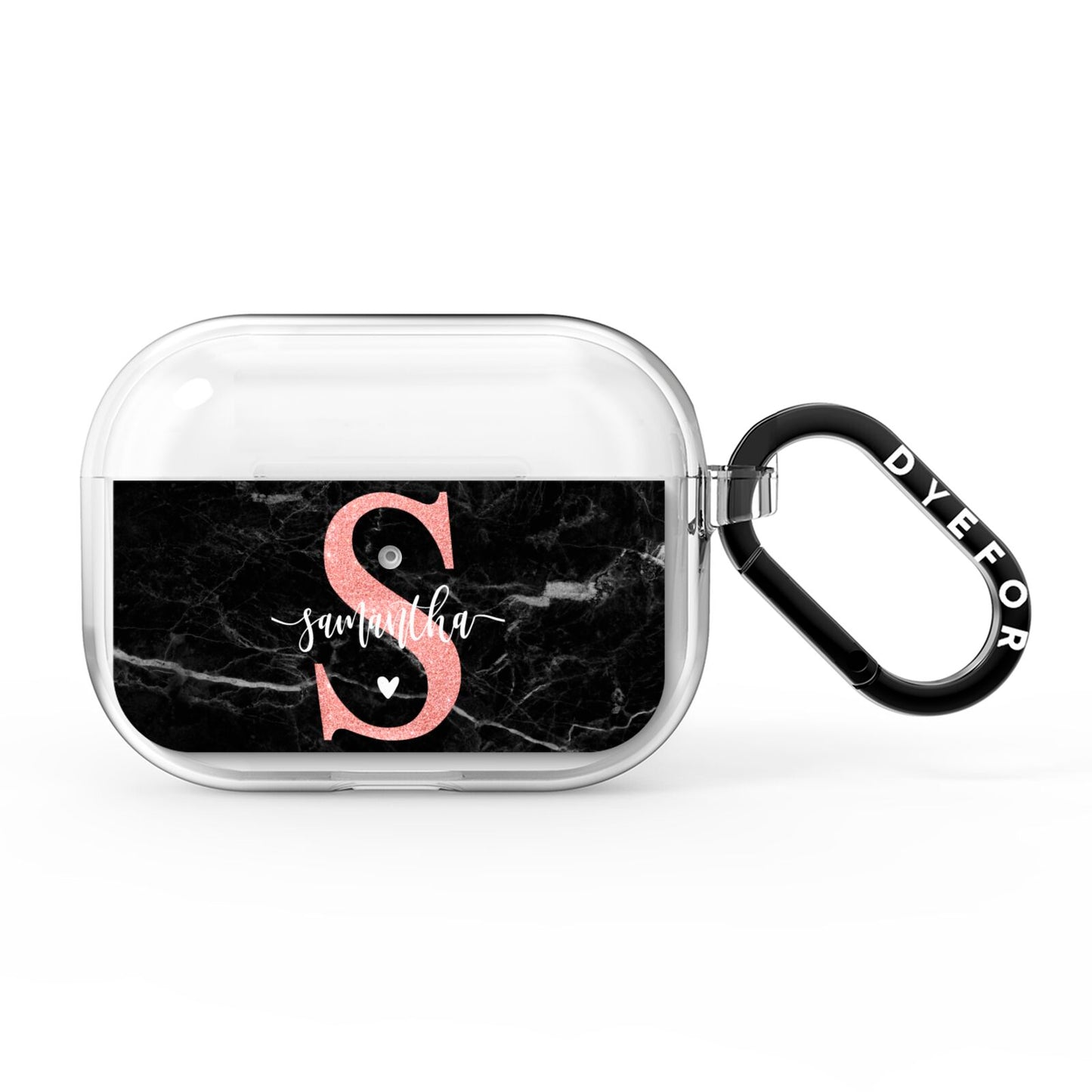 Black Marble Personalised Glitter Initial Name AirPods Pro Clear Case