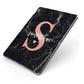 Black Marble Personalised Glitter Initial Name Apple iPad Case on Grey iPad Side View