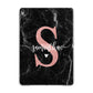 Black Marble Personalised Glitter Initial Name Apple iPad Grey Case