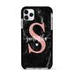 Black Marble Personalised Glitter Initial Name Apple iPhone 11 Pro Max in Silver with Black Impact Case