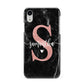 Black Marble Personalised Glitter Initial Name Apple iPhone XR White 3D Snap Case
