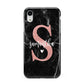 Black Marble Personalised Glitter Initial Name Apple iPhone XR White 3D Tough Case