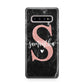 Black Marble Personalised Glitter Initial Name Samsung Galaxy S10 Plus Case