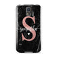 Black Marble Personalised Glitter Initial Name Samsung Galaxy S5 Case