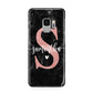 Black Marble Personalised Glitter Initial Name Samsung Galaxy S9 Case