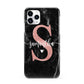 Black Marble Personalised Glitter Initial Name iPhone 11 Pro 3D Snap Case