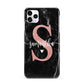 Black Marble Personalised Glitter Initial Name iPhone 11 Pro Max 3D Snap Case