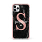 Black Marble Personalised Glitter Initial Name iPhone 11 Pro Max Impact Pink Edge Case