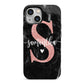 Black Marble Personalised Glitter Initial Name iPhone 13 Mini Full Wrap 3D Tough Case