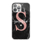 Black Marble Personalised Glitter Initial Name iPhone 13 Pro Max TPU Impact Case with White Edges