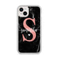 Black Marble Personalised Glitter Initial Name iPhone 14 Plus Glitter Tough Case Starlight