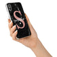 Black Marble Personalised Glitter Initial Name iPhone X Bumper Case on Silver iPhone Alternative Image 2