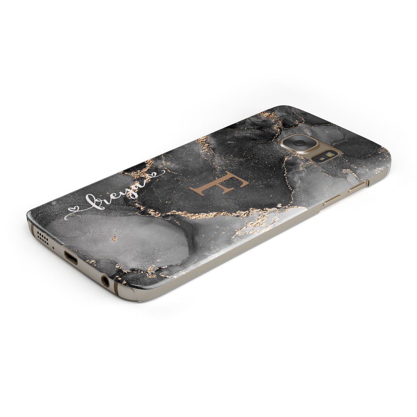Black Marble Protective Samsung Galaxy Case Angled Image