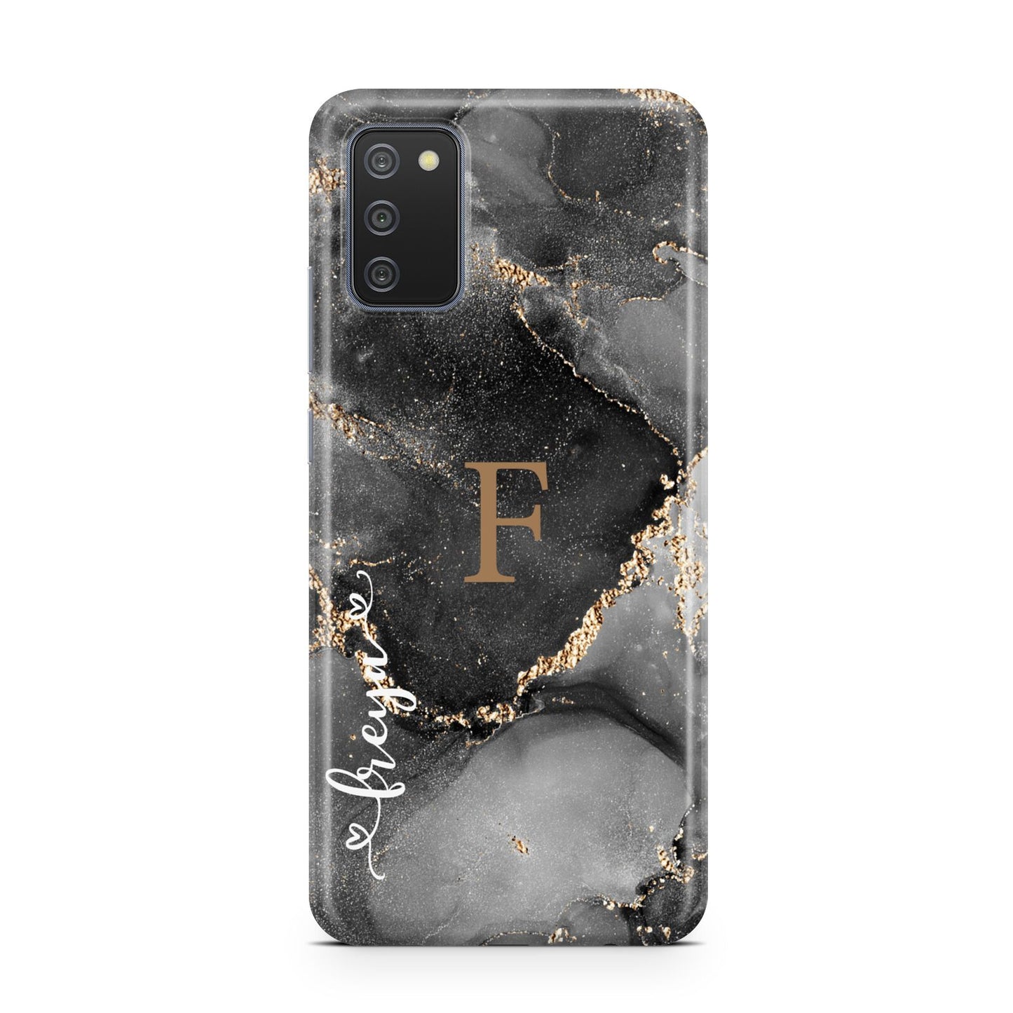 Black Marble Samsung A02s Case