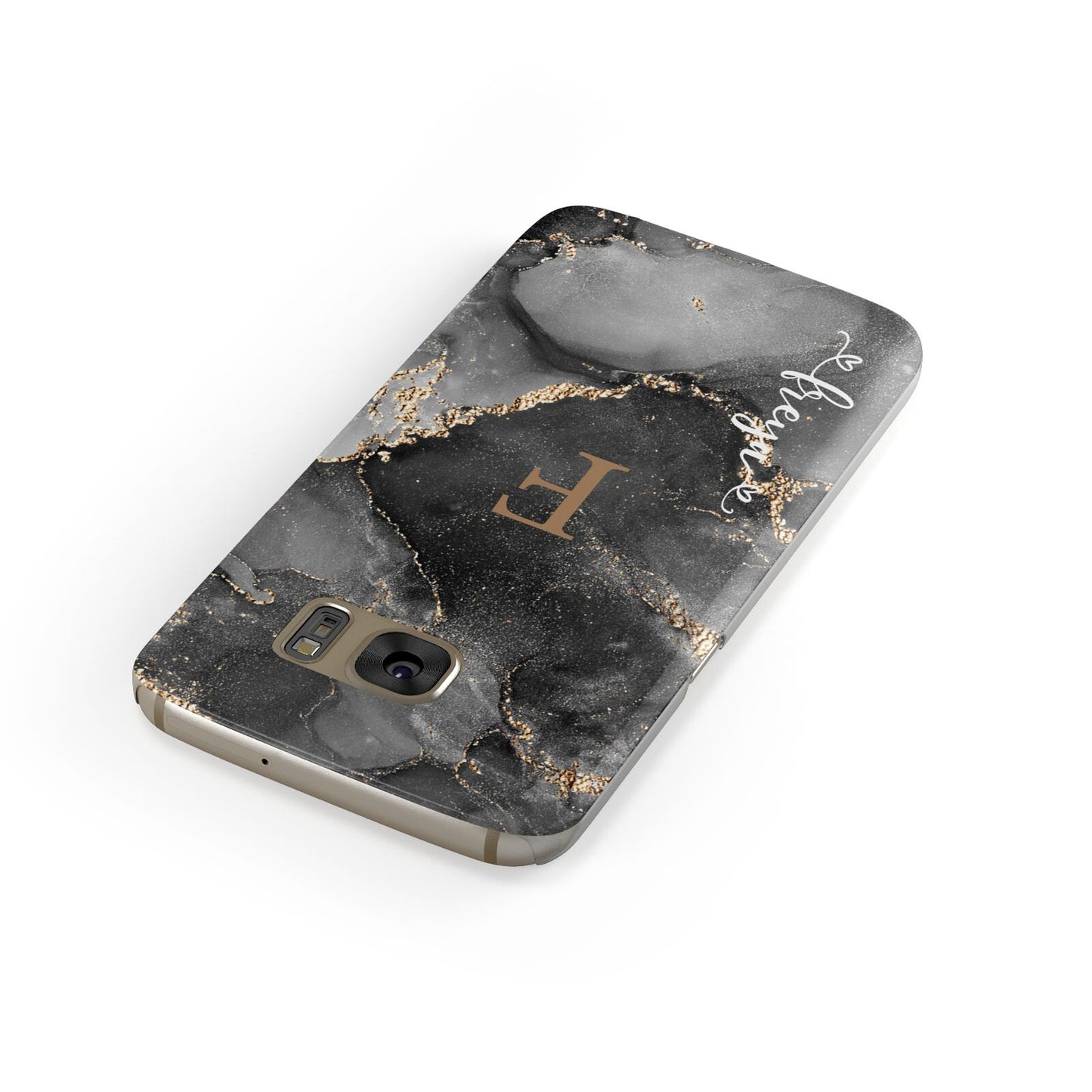 Black Marble Samsung Galaxy Case Front Close Up