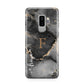 Black Marble Samsung Galaxy S9 Plus Case on Silver phone