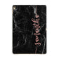Black Marble Vertical Glitter Personalised Name Apple iPad Gold Case