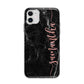 Black Marble Vertical Glitter Personalised Name Apple iPhone 11 in White with Bumper Case