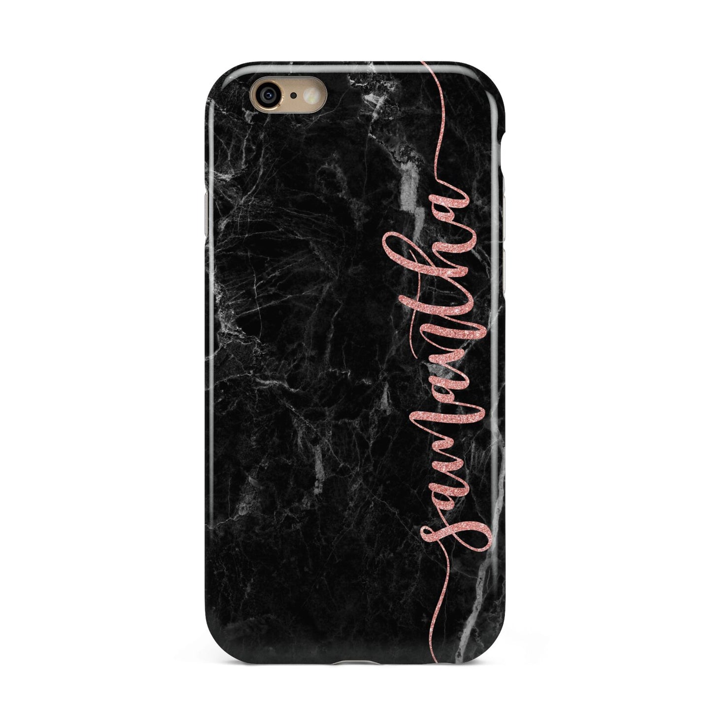 Black Marble Vertical Glitter Personalised Name Apple iPhone 6 3D Tough Case