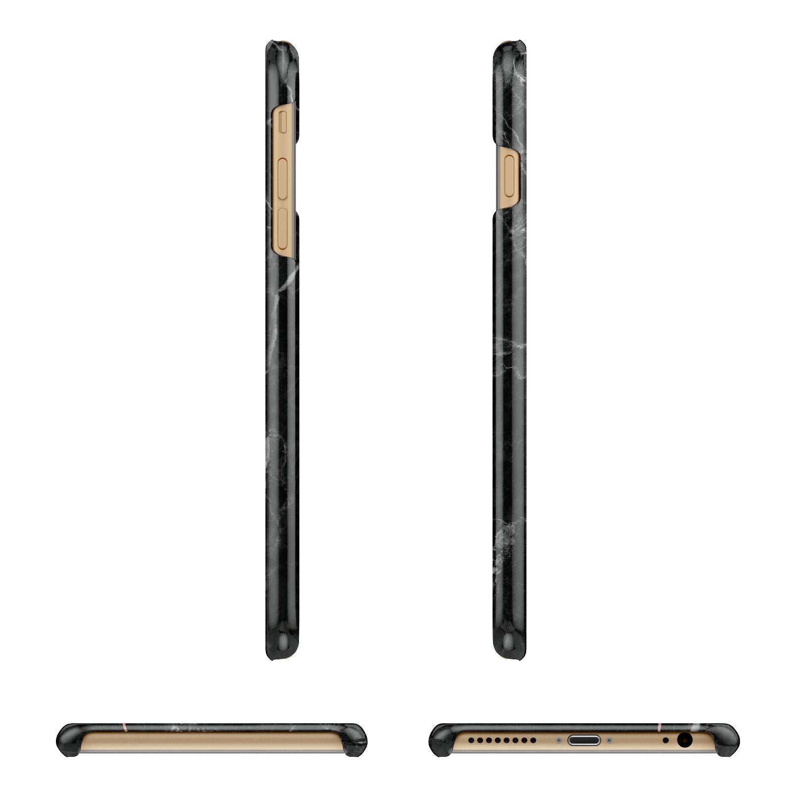 Black Marble Vertical Glitter Personalised Name Apple iPhone 6 Plus 3D Wrap Snap Case Angled Images