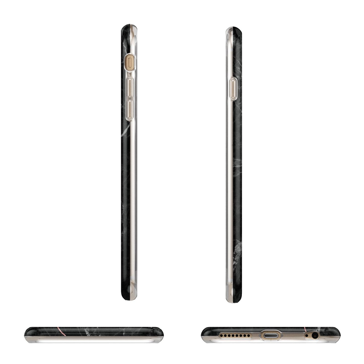 Black Marble Vertical Glitter Personalised Name Apple iPhone 6 Plus 3D Wrap Tough Case Alternative Image Angles