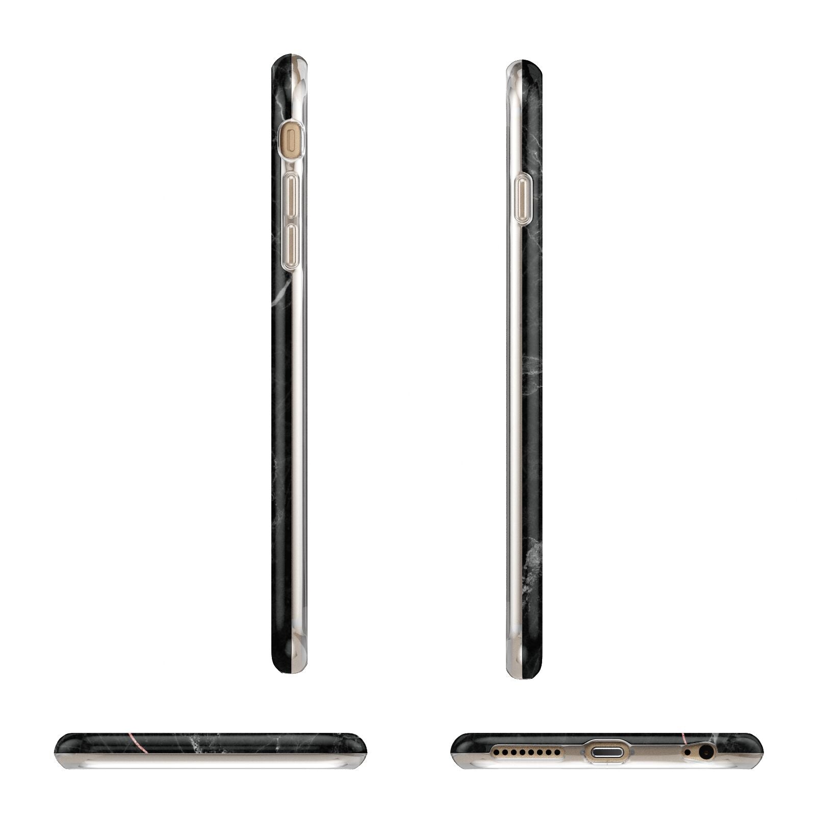 Black Marble Vertical Glitter Personalised Name Apple iPhone 6 Plus 3D Wrap Tough Case Alternative Image Angles