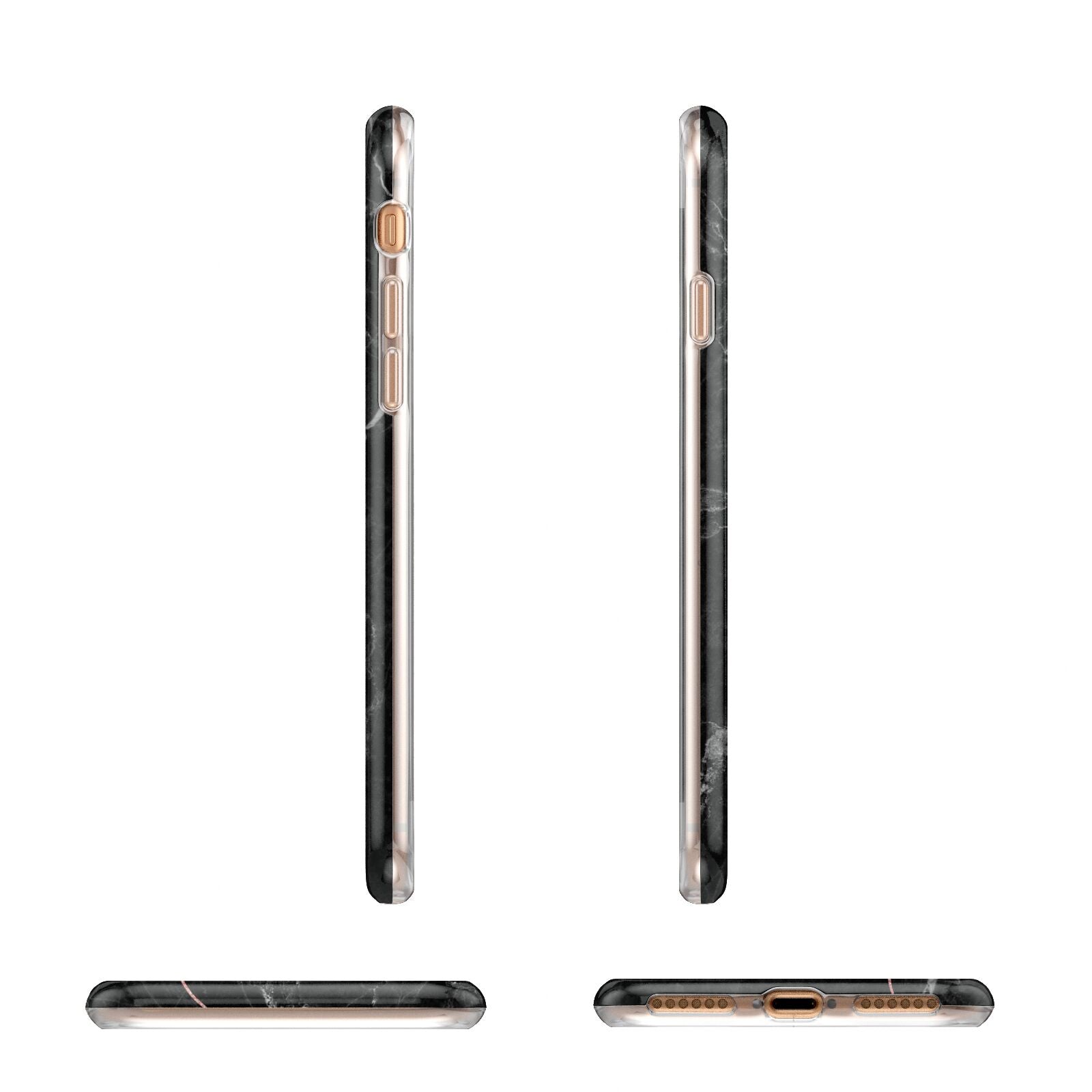 Black Marble Vertical Glitter Personalised Name Apple iPhone 7 8 3D Wrap Tough Case Alternative Image Angles