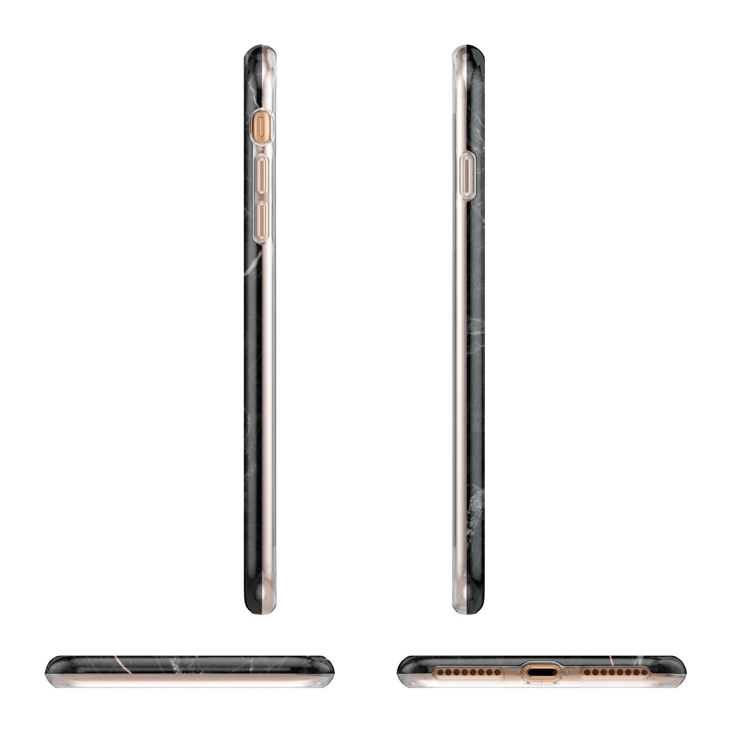 Black Marble Vertical Glitter Personalised Name Apple iPhone 7 8 Plus 3D Wrap Tough Case Alternative Image Angles