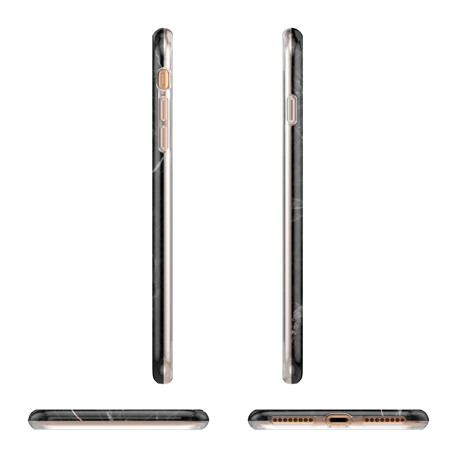 Black Marble Vertical Glitter Personalised Name Apple iPhone 7 8 Plus 3D Wrap Tough Case Alternative Image Angles