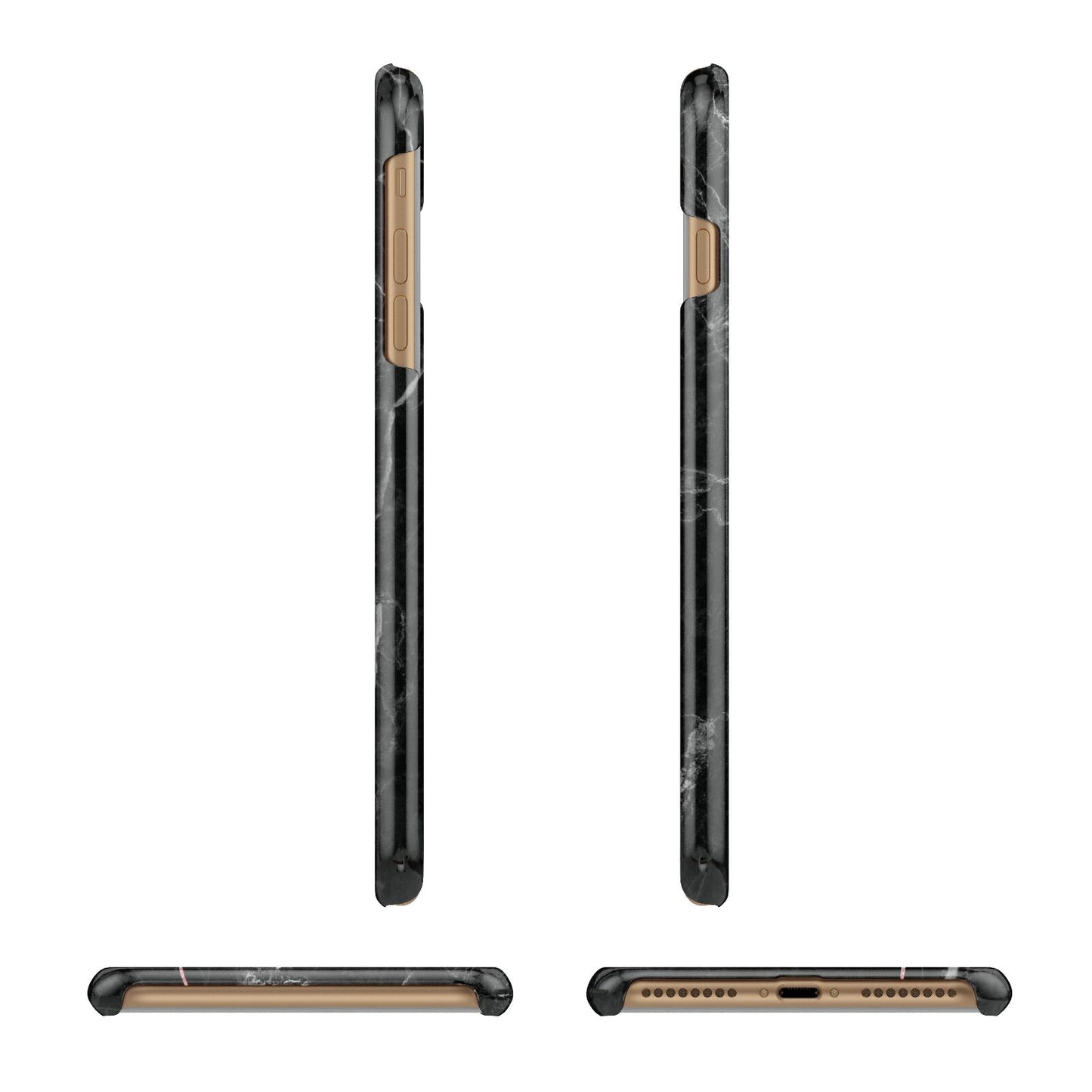 Black Marble Vertical Glitter Personalised Name Apple iPhone 7 Plus 3D Wrap Snap Case Angled Images